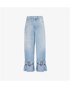 Джинсы из денима со средней посадкой и широкими штанинами и фирменной нашивкой на манжетах с пряжками, голубой Jw anderson