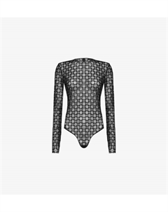 Боди из эластичной ткани с длинными рукавами и монограммным принтом, черный Givenchy