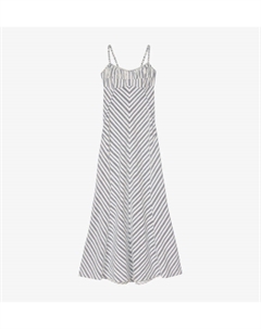 Полосатое тканое макси-платье с круглым вырезом, синий Sandro