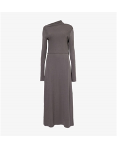 Платье макси из эластичной ткани с воротником-хомутиком и длинными рукавами Toteme, серый