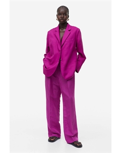 Широкие брюки из смесового льна, фиолетовый H&m