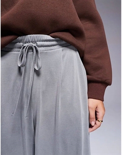 Брюки широкого кроя с мягкой ручкой и поясом на завязке светло-серого цвета Asos design