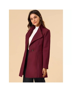 Женский зимний классический длинный плащ с воротником-стойкой и завязкой на талии, серый/синий Allegra k