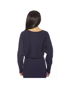 Женский топ в рубчик с рукавами «летучая мышь», темно-синий Alexia admor