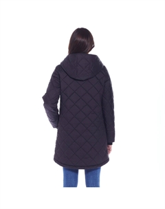 Женский дафлкот с капюшоном и ромбовидной стежкой , черный Weathercast