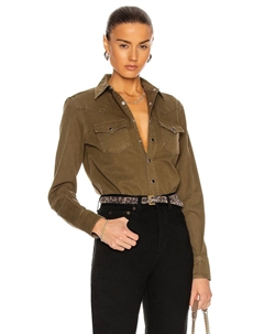 Джинсовая рубашка, цвет Khaki Stone Wash Saint laurent