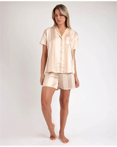 Женская короткая открытая пижама из золотистого атласа, золото Admas