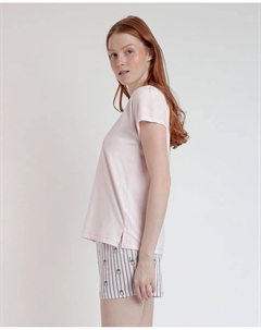 Короткая женская пижама из трикотажного принта, розовый Admas