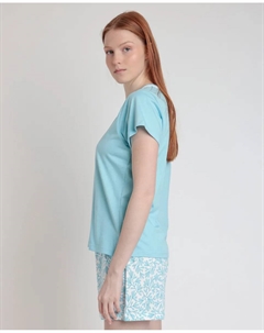 Короткая женская пижама из трикотажного принта, синий Admas