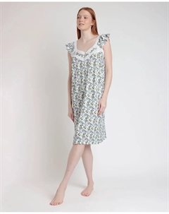 Короткая женская ночная рубашка из трикотажа с цветочным принтом, сиреневый Admas