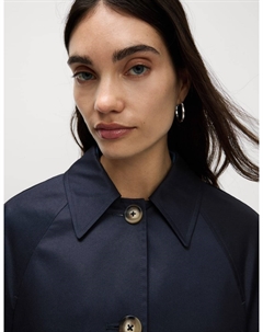 Пальто из хлопка с высоким содержанием шерсти, темно-синий Marks & spencer