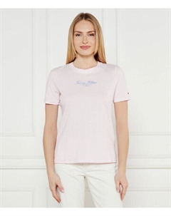 Футболка женская с надписью, розовый Tommy hilfiger