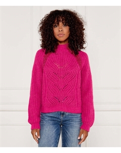 Свитер женский вязаный с узором и с люрексом, фуксия Liu jo
