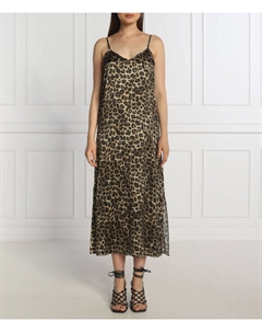 Платье шелковое на бретелях с леопардовым принтом, коричневый The kooples