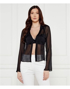 Блузка женская полупрозрачная на застежке, черный Hugo