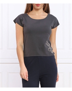 Футболка женская короткая с принтом, серый Ea7