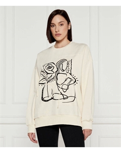 Свитшот женский свободного кроя с принтом, экрю Desigual