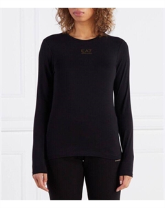 Лонгслив женский с логотипом бренда, черный Ea7