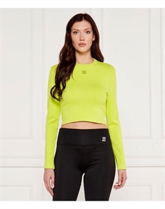 Лонгслив женский Dafilomena облегающего кроя укороченный, зеленый Hugo