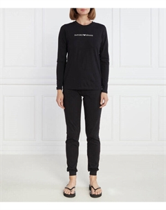 Пижама женская хлопковая теплая, черный Emporio armani