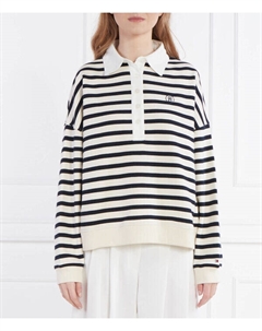 Кофта женская в полоску и с воротником на пуговицах, синий/белый Tommy hilfiger