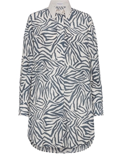 Платье-рубашка из хлопка и шелка, синий Brunello cucinelli