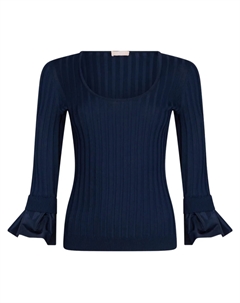 Джемпер с воланами на рукавах, синий Liu jo