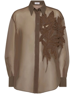 Рубашка с аппликацией, коричневый Brunello cucinelli