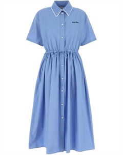 Платье-рубашка из поплина, синий Miu miu