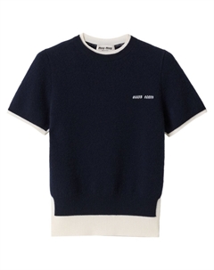 Футболка с круглым вырезом, синий Miu miu