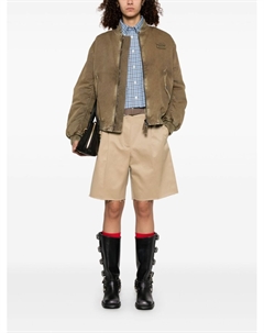 Хлопковые шорты, нейтральный цвет Miu miu