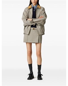 Юбка мини в клетку, коричневый Miu miu