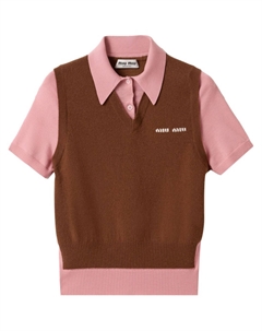 Рубашка поло с логотипом, коричневый Miu miu