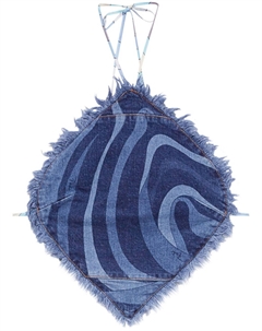 Джинсовый топ с вырезом халтер, синий Pucci