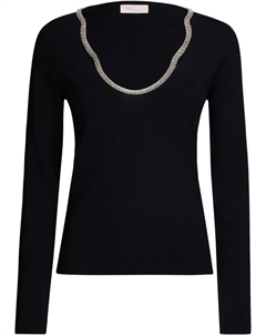 Джемпер с драгоценными камнями, черный Liu jo