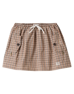 Юбка мини в клетку гингем, коричневый Miu miu