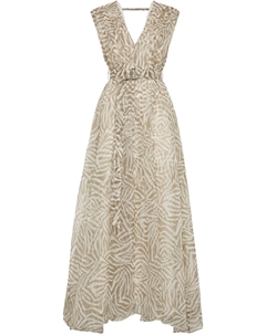 Шелковое платье с принтом, зеленый Brunello cucinelli