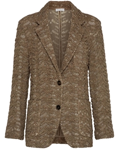 Блейзер с кружевной аппликацией, коричневый Brunello cucinelli
