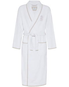 Халат с вышитым логотипом, белый Brunello cucinelli