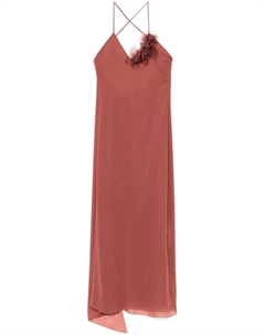 Платье макси с цветочной аппликацией, коричневый Blumarine