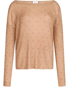 Бежевый джемпер со стразами, нейтральный Liu jo