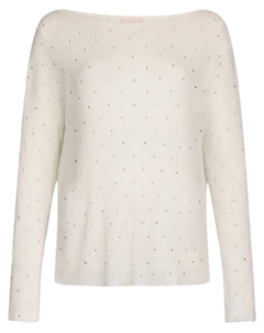 Джемпер, украшенный стразами, белый Liu jo