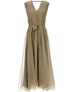 Шелковое платье, коричневый Brunello cucinelli