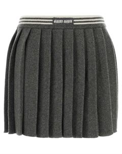 Юбка с вышитым логотипом, серый Miu miu