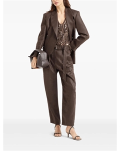 Твиловый двубортный пиджак, коричневый Brunello cucinelli