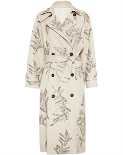 Тренч с вышивкой Herbarium, нейтральный Brunello cucinelli