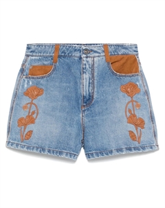 Джинсовые шорты с цветочным декором, синий Ermanno scervino
