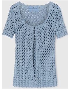 Кардиган хлопковой вязки крючком, синий Ermanno scervino