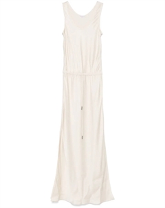 Атласное платье макси, нейтральный Brunello cucinelli