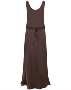 Атласное платье макси, коричневый Brunello cucinelli